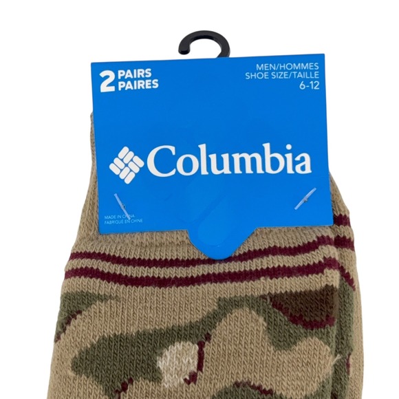 Columbia Mens 2 Pair Pack Camouflage Fleece Lined Crew Socks Shoe Size 6-12 NWT - Picture 3 of 11